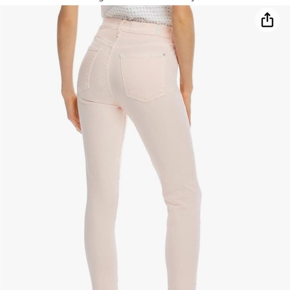 NWOT 7 For All Mankind High Waist Ankle Stretch Jean in Light Pink 30 Excellent! - Picture 3 of 10